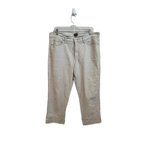 NYD Women 14 Pants Dayla Wide Cuff Capri Cream White Plus Size Lift Tuck Tech